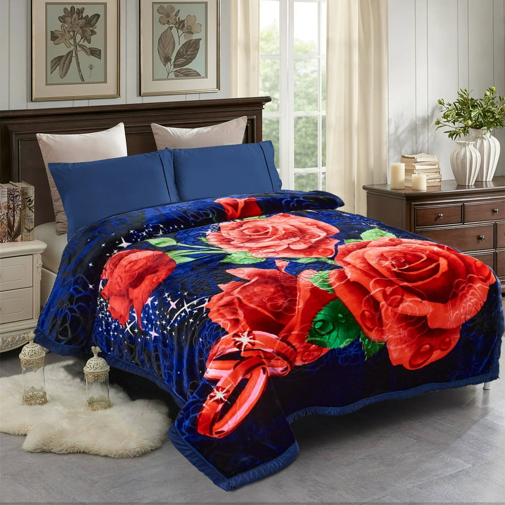 Thick Printed Fleece Plush Blanket Heavy Korean Mink Blanket, 2 Ply, Soft and Warmb Blanket for