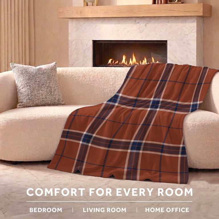 Sunbeam Heated Electric Luxe Plush Throw Blanket, Brown Blue photo 5