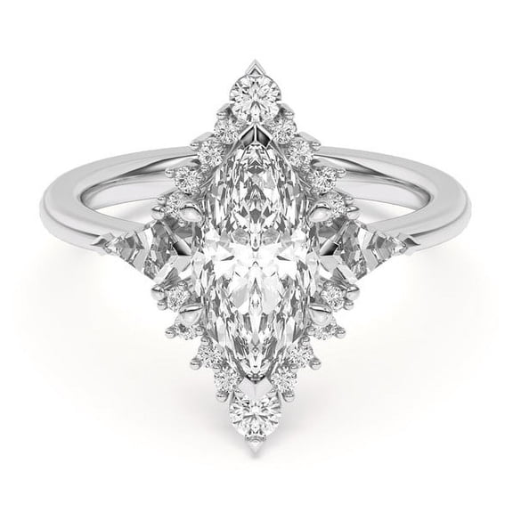 Oryn Jewel 2.5 Ct Marquise Cut Lab Created Diamond Kite Halo Engagement Ring - 14K White Gold Over Solitaire Diamond Rings - Wedding Jewelry for Her - Engagement Rings for Women’s Bridal Jewelry