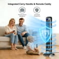 thumbnail image 4 of 42" Tower Fan with Remote, 80° Oscillating Quiet Floor Fan for Bedroom, 28dB Low Noise, LED Display, 3 Speeds & Modes, Aromatherapy & Sleep Light, Black Floor Standing Fan for Home Office, 4 of 9