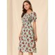 thumbnail image 4 of Vestido Midi Allegra K Fruncido Volantes Manga Corta Verde Talla L, 4 of 6