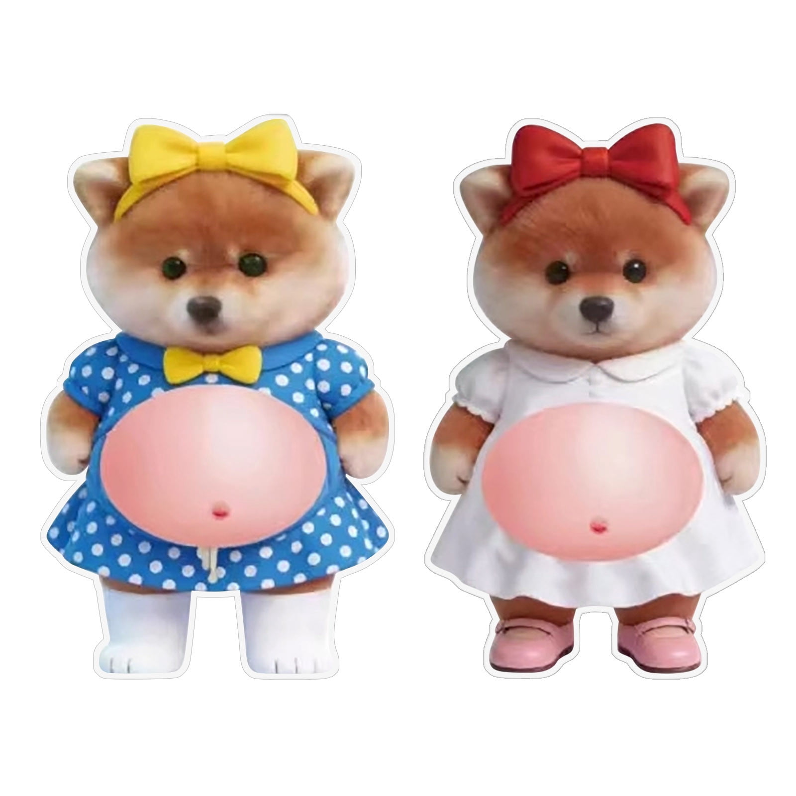 20 Pcs 3D Shiba Inu Dog Belly Stickers, Super Soft Silicone Anti-Collision Stickers, Cute Dog Belly Sticker as Car Door Protector, Table Edge Protector & Cute Decor Sticker for Home and Car