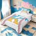 thumbnail image 2 of meiyoeat Baseball Letter K Twin Comforter Sets for Boys, Kawaii Ice Cream Drip Bedding Set, Blue Yellow, Polkadot Reversible, 2 Pieces, 1 Comforter and 1 Pillowcase, 2 of 6