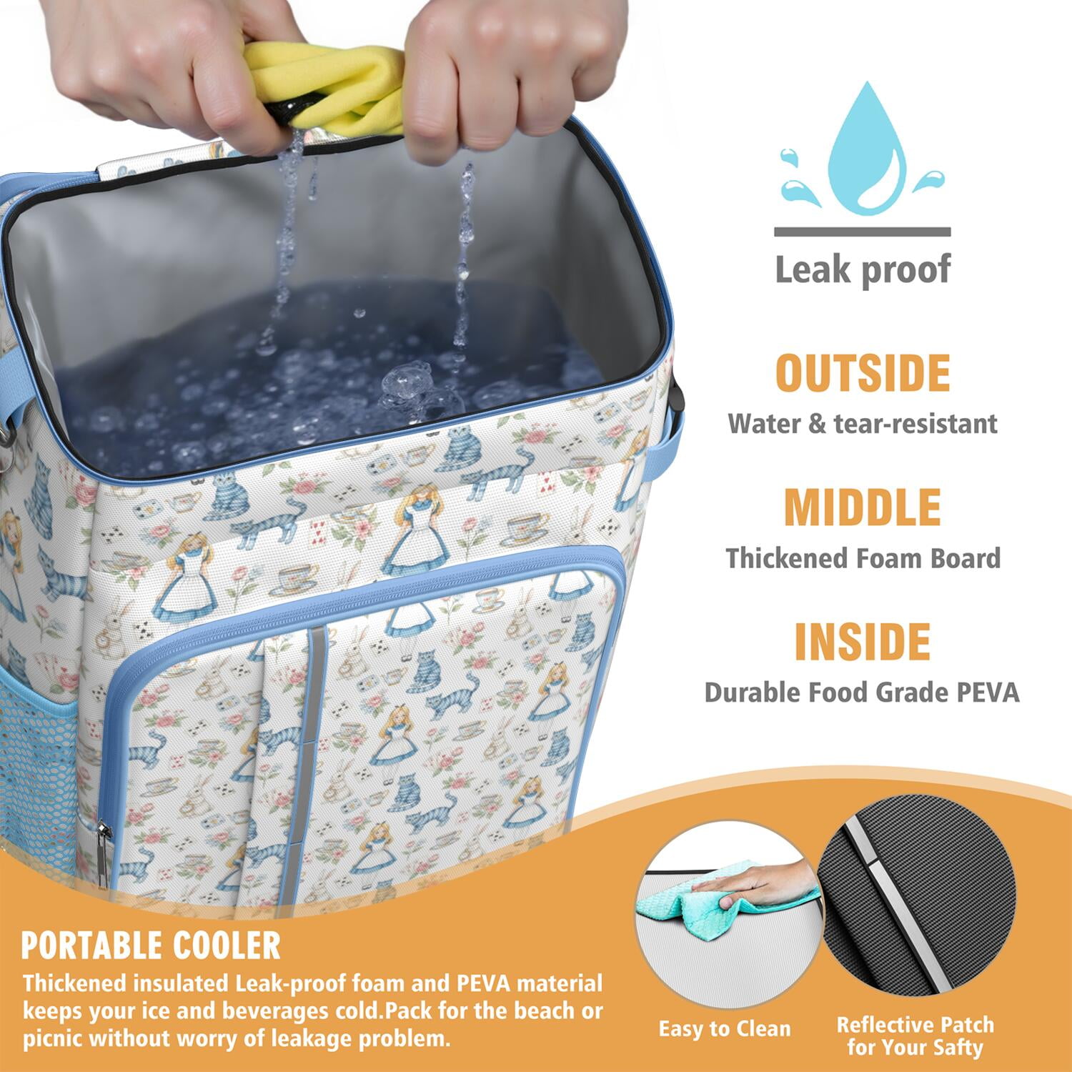 Travel Cooler Bag - Princess Pattern Camping Beer Cooler Backpack with Bottle Opener- Waterproof Insulated Picnic Backpacks - Cooler Bag for Beach