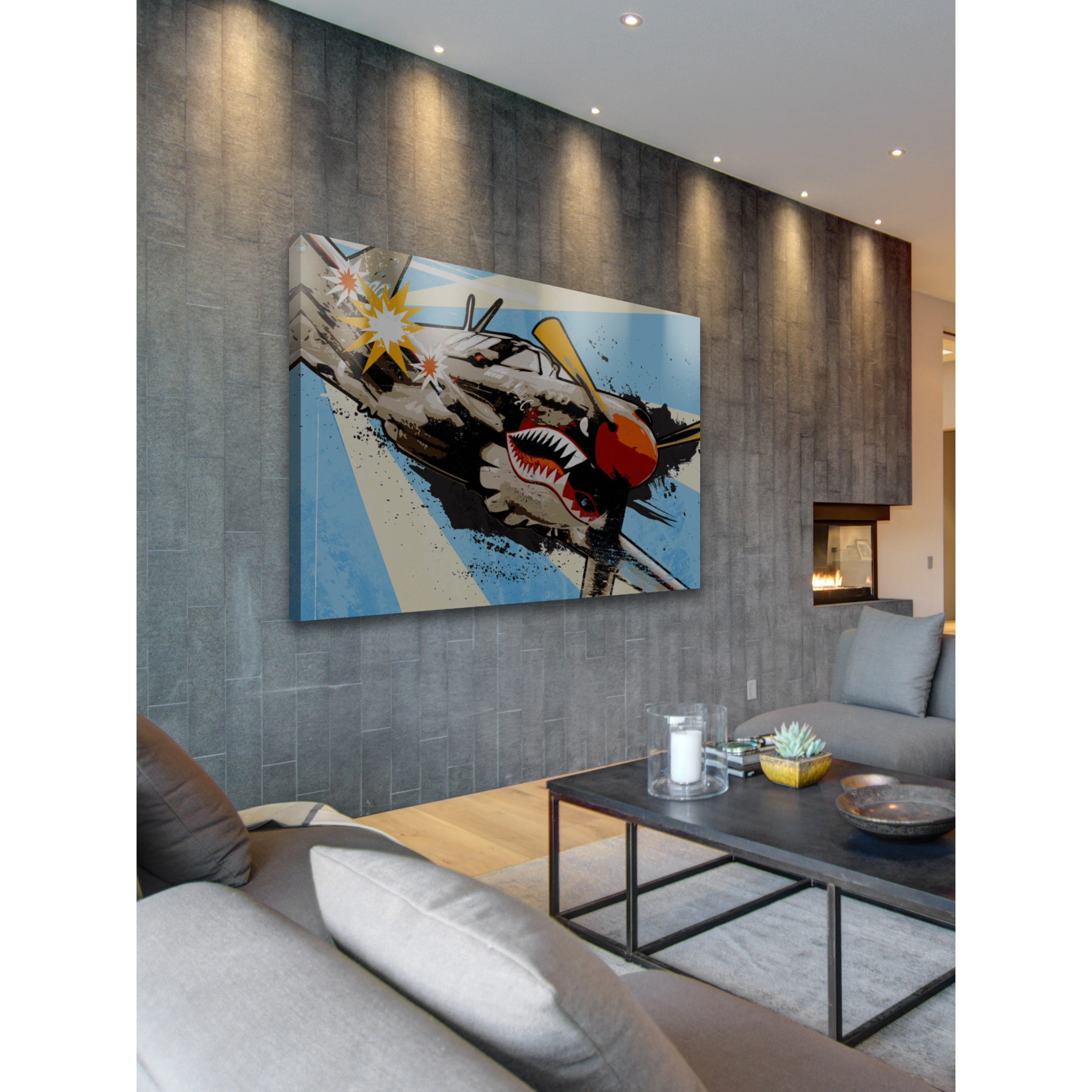 "P40 Warhawk" Painting Print on Wrapped Canvas