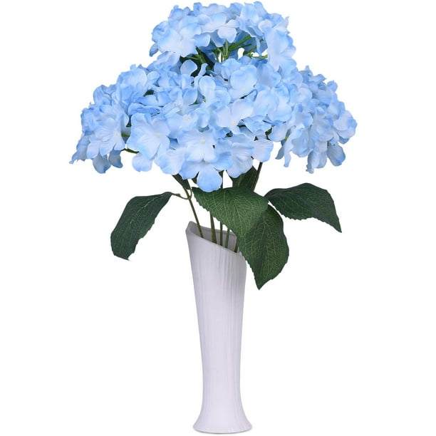 Coolmade 6 Big Heads Hydrangeas Flowers Fake Silk Hydrangea Artificial