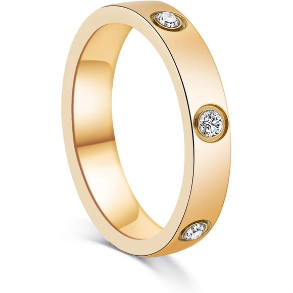 HSHDLDF Love Ring for Women 18K Gold Plated Stainless Steel Ring for Wedding Engagement Gold Ring for Women Girl