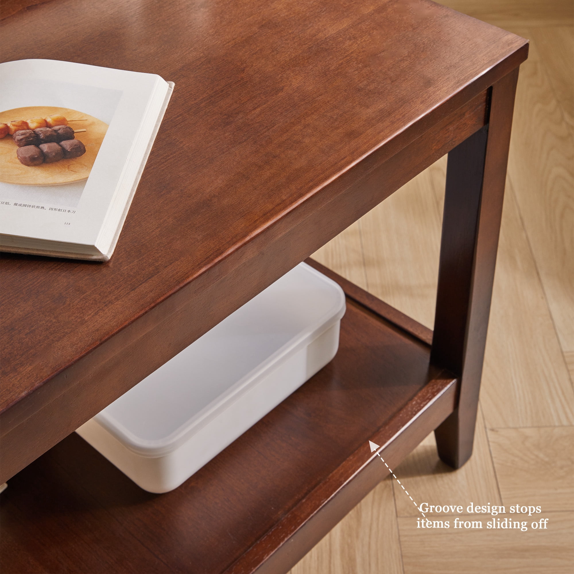 Leumius 2-Tier End Table Wooden Square Side Table with Storage Shelf,20"W Nightstand for Living Room Bedroom,Walnut