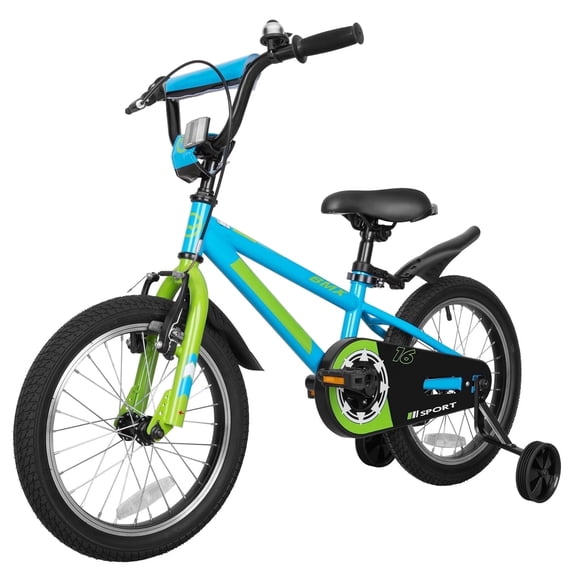 Hykolity 16 Inch Kids Bikes, Kids Bicycle Ages 4-6 Years Old, BMX Style Bicycle for Boys Girls ,Boy's Bike for Kids with Training Wheels,Adjustable Seat,Front and Rear Fender, Blue
