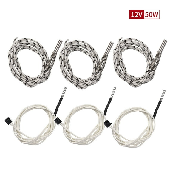 12V 50W 3D Printer Upgraded Heater 3PCS Cartridge Heating Tube Stainless Steel Hot Rod 1M