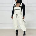 thumbnail image 6 of HXWCHs Women's Solid Jumpsuit, Women's Jumpsuit Wide Strap Fuzzy Drawstring Jogger Overalls with Pockets for Fall and Winter Comfort XXL White, 6 of 7