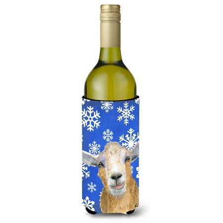 

Caroline s Treasures RDR3023LITERK Goat Winter Snowflakes Holiday Wine Bottle Hugger Wine Bottle multicolor