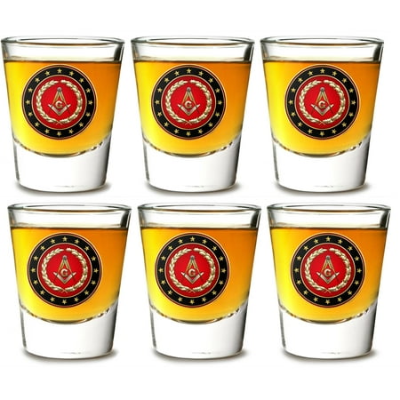 GIFTS INFINITY Set Of 6 1.5oz Shot Glasses Gifts Infinity UV Printed Masonic, OES Past Matron, Shriner, 32nd Degree Scottish Rite, 33rd Degree Scottish Rite, Past-Master (Masonic RD)