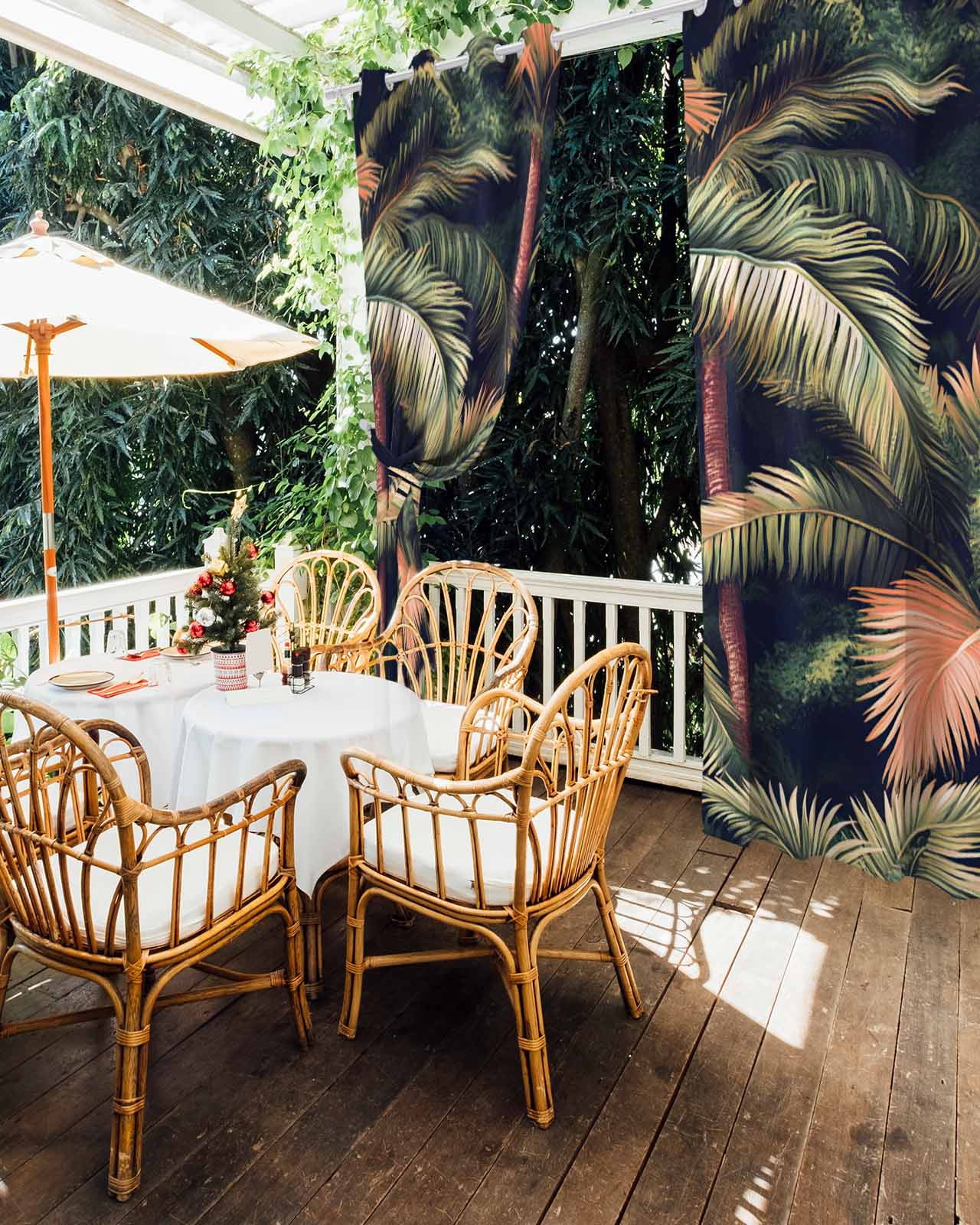 nqOlkjepod Outdoor Curtains for Patio Waterproof, Palm Forest Outdoor Privacy Panels Grommet, Country Summer Tropical Plants Forest Blackout Outside Curtains for Porch/Cabana 54"x108", 1 Panel