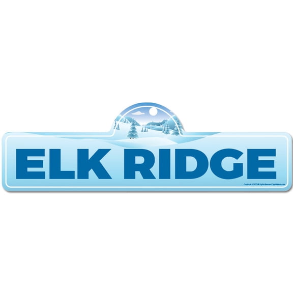 Elk Ridge Street Sign | Indoor/Outdoor | Skiing Skier Snowboarder Décor for Ski Lodge Cabin Mountian House | SignMission personalized gift