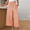 thumbnail image 4 of Women's Wide Leg Capri Pants Cropped Palazzo Summer Beach Vacation Casual Pants with Pockets Drawstring Orange XL(XL), 4 of 6