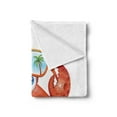 thumbnail image 2 of Crabs Soft Flannel Fleece Throw Blanket, Comical Oceanic Character Looking Under His Sunglasses with Palm Trees, Cozy Plush for Indoor and Outdoor Use, 50" x 70", Vermilion Orange Blue, by Ambesonne, 2 of 5