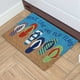 thumbnail image 5 of Felpudo de bienvenida para puerta de entrada | Diseño de chanclas con sol de verano | Parte trasera de goma antideslizante para interior y exterior | Alfombrilla absorbente de agua de 60 x 40 cm, 5 of 5