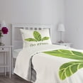 thumbnail image 3 of Ambesonne Sage Quilted Bedspread Set 2 Pcs, Eco Concept Green Leaves, Twin Size, Green White, 3 of 5