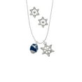 thumbnail image 2 of Delight Jewelry Silvertone Blue Enamel World Globe Spinner Silver tone Snowflake Charm Necklace and Stud Earrings, 2 of 4