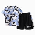 thumbnail image 1 of COMVALUE Boys Camouflage Short Sleeve T Shirt and Shorts Set Kids Summer Clothing (Blue, 18-24 Months), 1 of 7