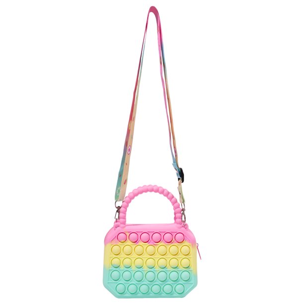 Pop Fidget Toy Shoulder Bag, Rainbow Popper Cute Fidget Toy Small Purse