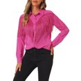 thumbnail image 5 of INSPIRE CHIC Women's Fringe Shirts Long Sleeve Button Down Chic Western Cowgirl Tops XL Hot Pink, 5 of 7