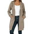 thumbnail image 2 of Long Hoodies for Women 2025 Long Sleeve Zip Up Plain Hooded Sweatshirt with Pockets Cardigan Jacket Coat, 2 of 6