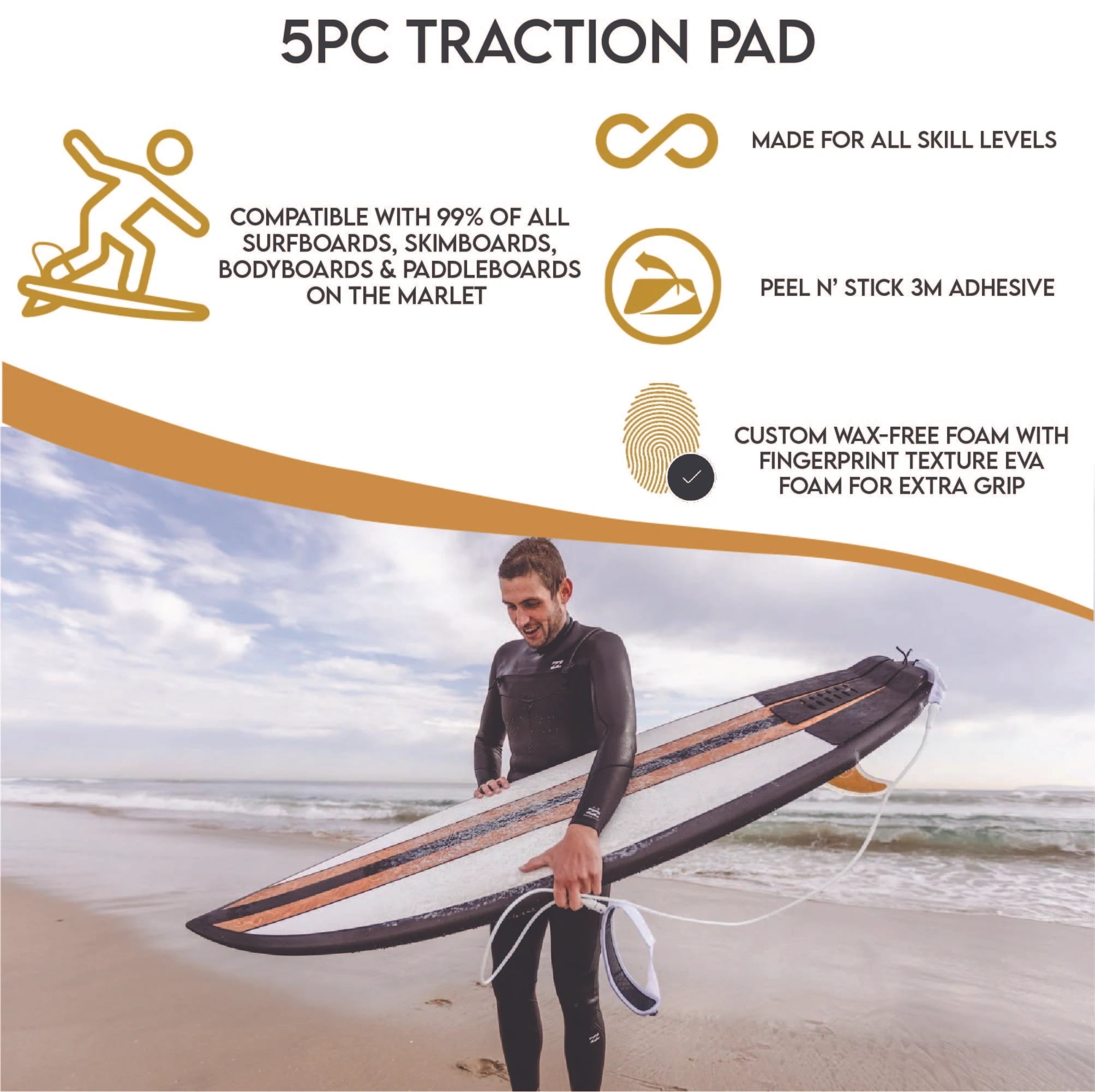 Los 5 EVA Surfboard Foot Traction Pad Tail Pad Für  Surfing Boat Deck 