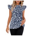 thumbnail image 1 of Blusa de manga corta con cuello alto estampado a la moda para mujer Tops informales OAVQHLG3B Store  lin121212, 1 of 4