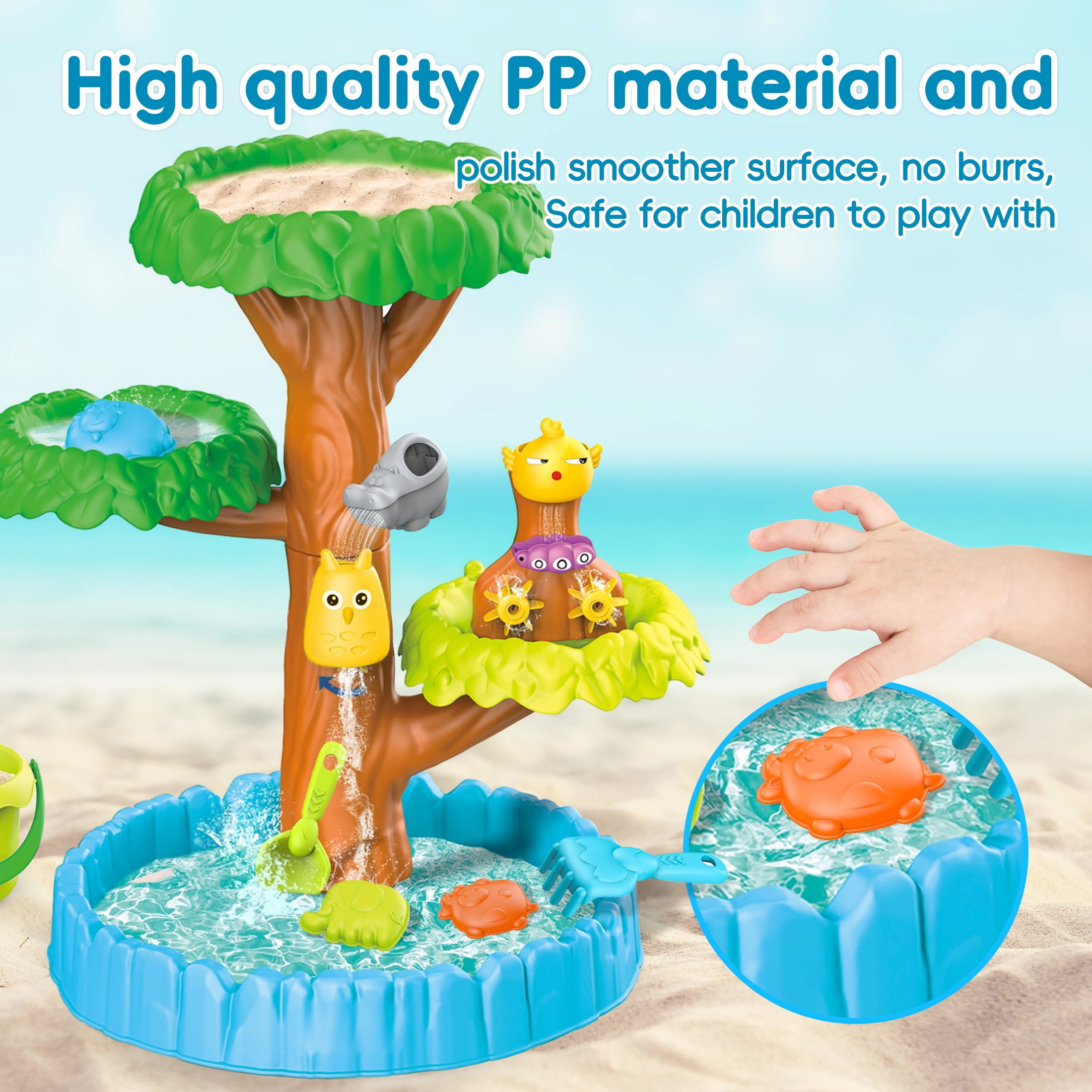 KOPPOP Sand and Water Table for Toddlers, Summer Sensory Play, Outdoor Beach Toys for Boys and Girls Ages 1-5