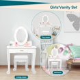 thumbnail image 5 of QinaQin Tocador infantil con espejo y luz, mesa de maquillaje con banco para niñas, juego de madera para juego simbólico, ideal para edades de 4 a 9 años, 5 of 5