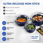 Granitestone 6 Pc Pots and Pans Set Non Stick, 1.5Qt, 3Qt, 5Qt Nesting Pots Set for Cooking with Induction Cookware Set, Space Saving, Non Toxic, Dishwasher Safe