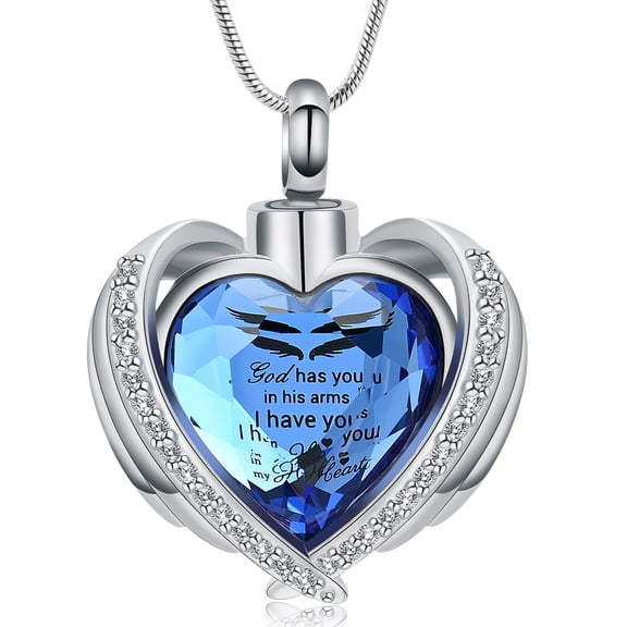Crystal Heart Wings Cremation Jewelry Red Cardinal Urn Necklace for Ashes for Women /Always in My Heart Urn Locket Pendant Memorial Jewelry…