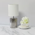 thumbnail image 2 of Simple Designs 11.61"  Ruffled Metallic Capsule Bedside Table Desk Lamp with White Drum Fabric Shade for Home Decor, Bedroom, Living Room, Entryway, Office, 2 of 9