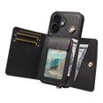 thumbnail image 6 of ELEHOLD Wallet Case for iPhone 16 Plus, PU Leather Flip Case with Crossbody & Wrist Strap,Full Protection Case with Card Slots & Kickstand,Black, 6 of 7