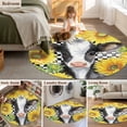 thumbnail image 5 of Round Rugs 7Ft, Cow Sunflowers Round Area Rug Washable Indoor Throw Carpet, Farmhouse Country Animals Floral Black Plaid Large Non Slip Circle Rug for Dining Room Playroom Home Decor Aesthetic, 5 of 8