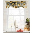 thumbnail image 5 of Tie Up Valance Curtain for Kitchen, Farm Blossom Sunflowers Rod Pocket Short Curtains Adjustable Tie-Up Shade Valances, Yellow Floral on Buffalo Lattice Window Treatment for Bathroom Living Room Bedroom, 5 of 7