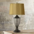thumbnail image 7 of Springcrest Sydnee Gold with Silver Trim Medium Drum Lamp Shade 14" Top x 16" Bottom x 11" Slant (Spider) Replacement with Harp and Finial, 7 of 7