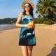 thumbnail image 3 of Balery Blue Full Moon Wolf Vestidos de verano para mujer con estampado: vestido holgado sin mangas, vestido playero informal y cómodo para días calurosos., 3 of 7