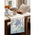 thumbnail image 4 of Blue Sea Turtles Table Runner, Shell Coral Vintage Ocean Life Summer Cotton Linen Kitchen Table Decoration Washable Dining Tabletop Runners for Home Party Decor 13x48 Inches, 4 of 9