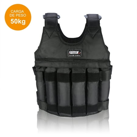 Adjustable Weighted Vest with 12pcs Pouches 50KG/110lbs Vest Workout Weight Jacket Exercise Boxing Training