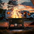 thumbnail image 3 of CHITOOMA 21 Inch Portable Fire Pits with Grill for Outside 58000 BTU Gas Fire Bowl with Foldable Legs & Lid & Carry Kit & Lava Rock Stone, 3 of 6