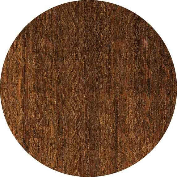 Ahgly Company Indoor Round Abstract Orange Modern Area Rugs, 6' Round