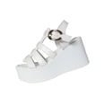 thumbnail image 2 of BRGZLK Women's Fashion Platform Sandals Solid Color Casual Comfort Peep-Toe Breathable Cut-Out Platform Chunky Heel High Heel Ankle Strap Sandals for Daily White 9, 2 of 8