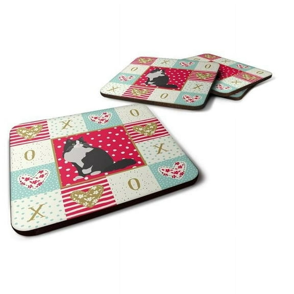3.5 x 3.5 in. Ragamuffin Cat Love Foam Coaster - Set of 4