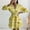 Yellow, variant on WXLWZYWL Women's Midi Dresses with Long Sleeves Deep V-Neck Causal Knee Length Dress Layered Pleated Ruffle Hem Shivering Print Dress