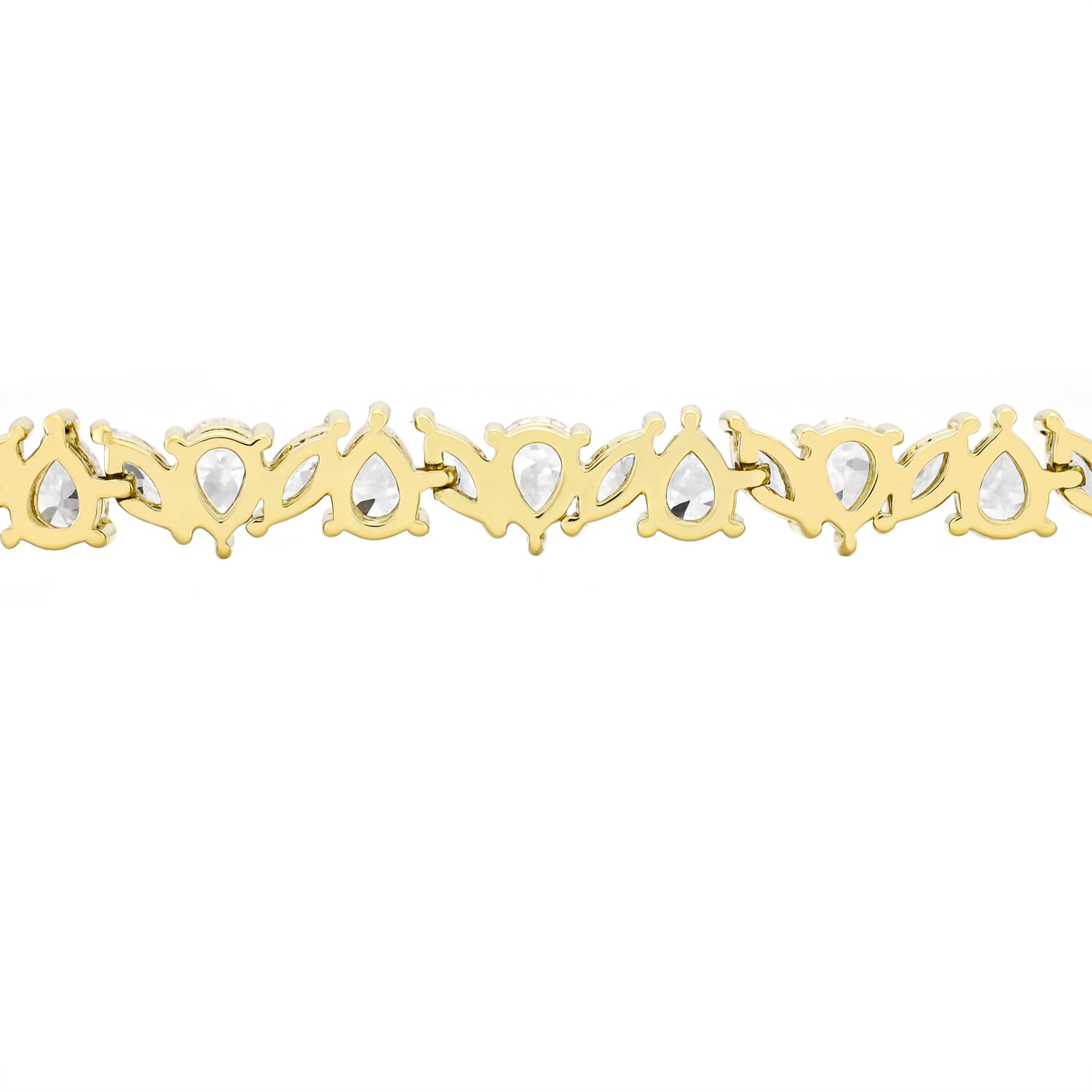 Brilliance Fine Jewelry Women’s 14K Gold Plated .925 Sterling Silver Simulated Marquise and Pear White Diamond Bracelet, 7.25"