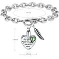 thumbnail image 3 of Cremation Jewelry Angel Wing Heart Urn Bracelet for Ashes for Women With Birthstone Heart Link Bracelet Keepsake Memorial Pendant for Family/mom/sister/grandparents, 3 of 6