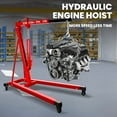 thumbnail image 2 of 2 Ton Hydraulic Engine Hoist with Folding Boom, 4-Wheel Mobility, Adjustable Height & Steel Hook, 4500Lbs for Garage Lifting, Cargo Stacking & Auto Body, Red, 2 of 8